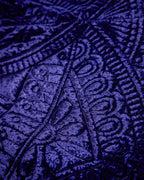 Saia para Árvore de Natal em Veludo Azul Meia-Noite com Relevo