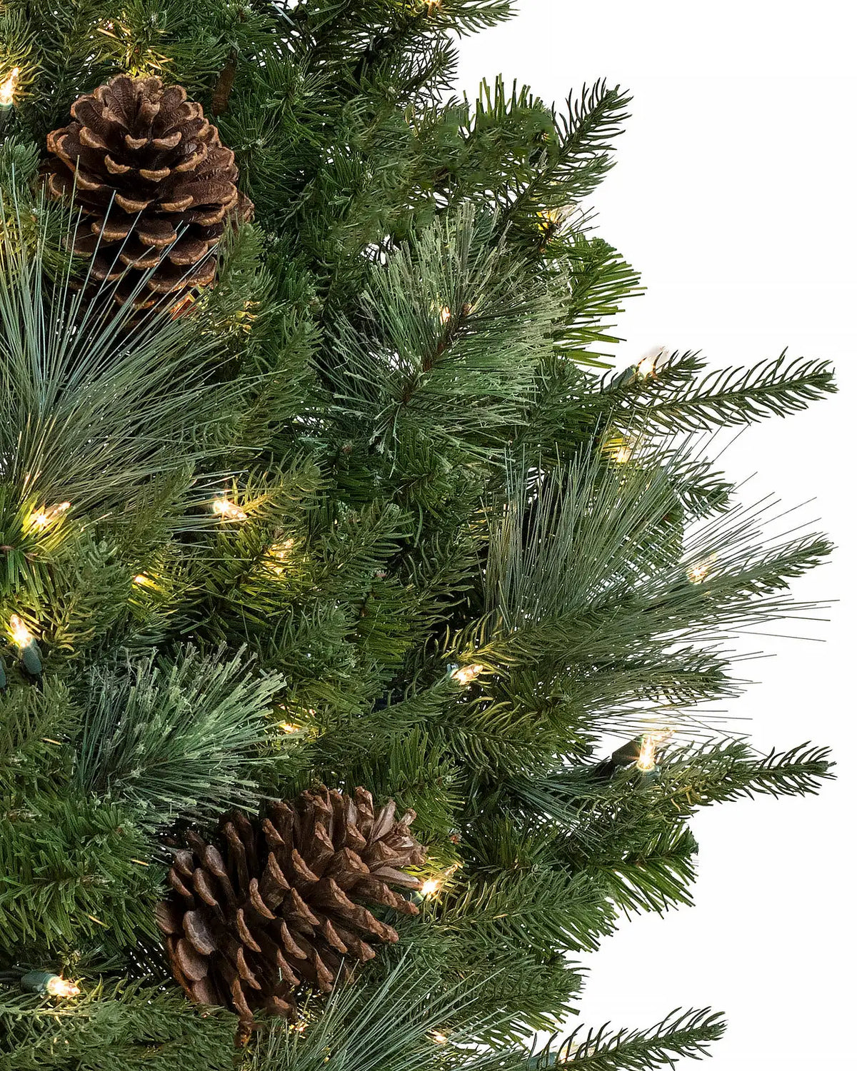 Guirlanda de Natal 90 cm com LED, Pinhas e Folhagens Verdes