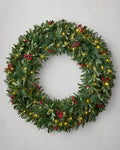 Guirlanda de Natal 90 cm com LED, Folhagens Verdes e Frutas Vermelhas